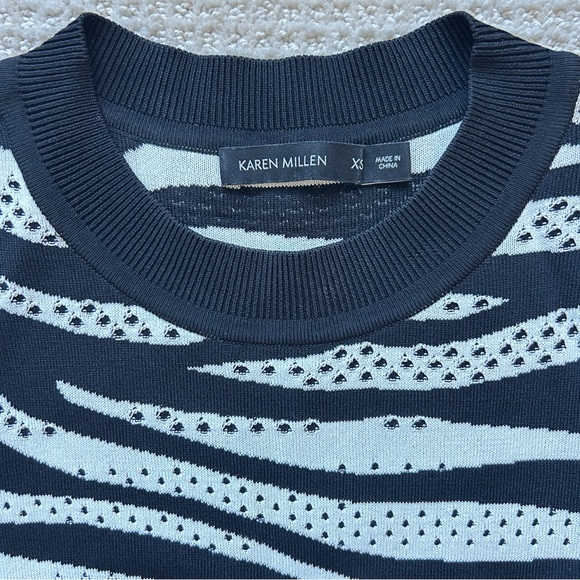 Karen Millen Zebra Print Knit Sweater Midi Dress Pointelle Bodycon Women’s XS - Picture 4 of 11